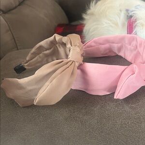 Women's Pink & Beige Knot Headband Set